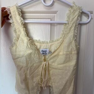 Brand new yellow lacy princess Polly top